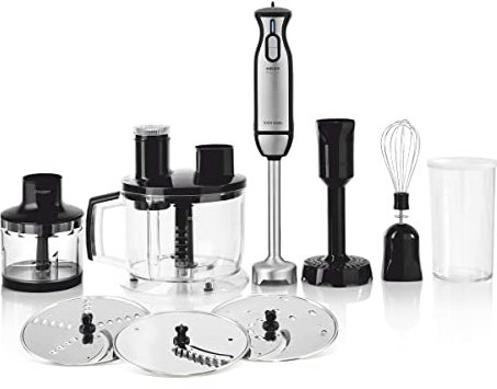Batidora De Mano HAEGER Extreme Set - 1000W, Función Turbo, Cuchilla en Titanio, Pie de Acero Inoxidable, Picadora de Alimentos