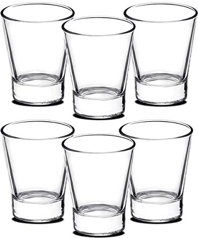 JUANIO Lot de 12 Verre à café en Verre Transparent, Tasse à café, capacité 8.5 cl - Diamètre 5.5 x Hauteur 7 cm