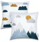 Paco Home 2er Set Kissenbezug 45x45 Kissen Kissenhülle Kopfkissenbezug Kinderzimmer Mädchen Junge Kids Deko Berge Sonne Wolken