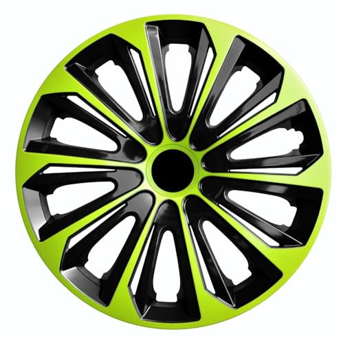 NRM Strong Duo-Radkappen, 14-Zoll-Radkappen-Set, 4-teilig, ABS, Grün und Schwarz, universell, 14 Zoll, wetterbeständig