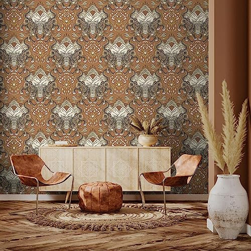 Holden Decor Khalili Wallpaper Tora Burnt Orange 65912 Chinese Oriental Tiger