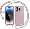 AOMYKE Coque pour iPhone 14 Pro Max avec Cordon, Collier Étui Silicone Liquide avec Tour de Cou Lanière en Corde Souple TPU Antichoc Housse - Rose