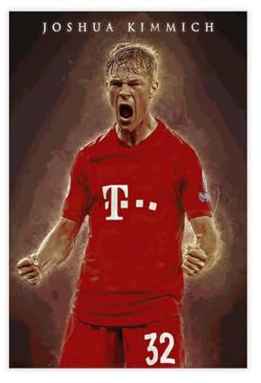 yiili Joshua Kimmich Poster, Fußballspieler-Poster, 25 Stück, Leinwand-Poster, Schlafzimmer-Dekor, Sportlandschaft, Büro, Raumdekoration, Geschenk, ungerahmt, 50 x 75 cm