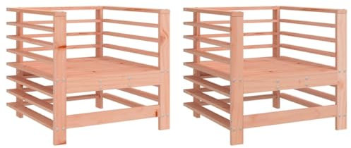 vidaXL Gartenstuhl 2 STK., Modular Gartenmöbel Lounge, Holzstuhl Stuhl für Garten Terrasse Balkon, Gartensessel Balkonstuhl, Massivholz Douglasie