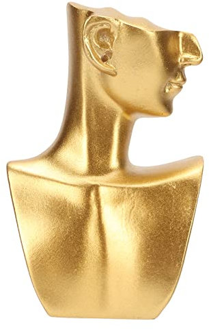 Tomotato Mannequin Bust Jewelry Display Stand, Gold Resin Human Model Necklace Earring Display Holder for Girls Women, Trinket Organizer for Shows Selling Home Decor