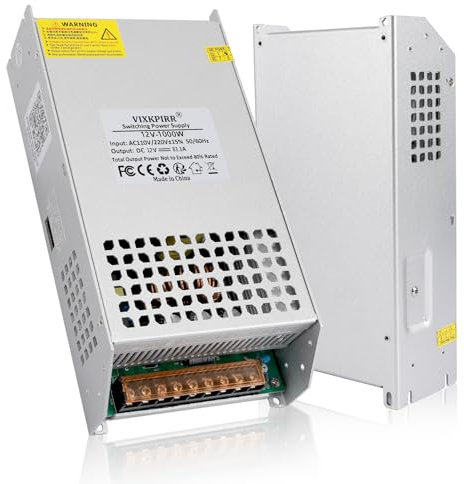VIXKPIRR DC 12V 83.3A 1000W Alimentatore Trasformatore 220V AC a DC 12V Convertitore 83.3A 1000W Alimentatore Adattatore per 12Volt Pompa CCTV Telecamera Sicurezza Auto Stereo Stampante