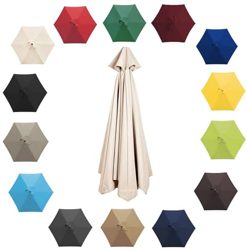 2m 2.7m 3m Umbrella Replacement Parasol Canopy, Garden Parasol Canopy Cover For Patio Sun Umbrella, 6 Arms/8 Arms Replacement Parasol Cover, Market Table Umbrella Replacement Top (Color : Off-white,