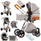 NADDLILY Kinderwagen 3 in 1, Buggy mit Umkehrbarem Zwei-Wege-Schub, Kombikinderwagen mit Faltbarem Tragbarem One-Click-Design, Kinderwagen 3 in 1 Komplettset mit Zubehör (V9 Light Grey)