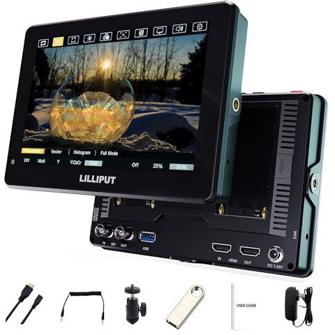 LILLIPUT HT7S 7'' 1920x1200 FHD IPS caméra moniteur 2000 Nits, DSLR Moniteur de Champ de caméra, 4K HDMI/ 3G-SDI Touchscreen Kamera Field Monitor HDR 3D-LUT