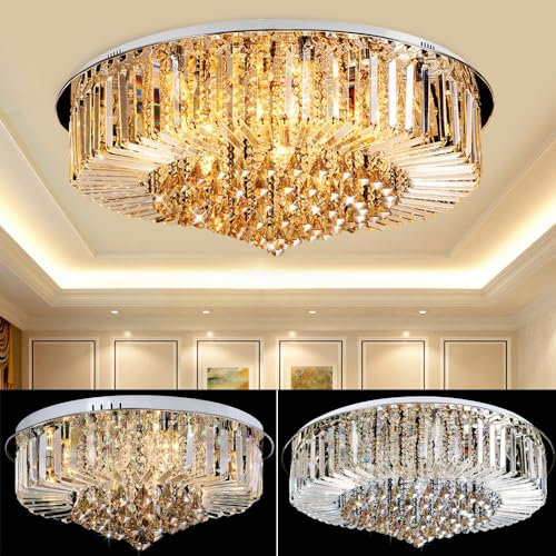 SanBouSi LED Kristall Deckenleuchte Luxus K9 Kronleuchter Metall Käfige Lampenschirm E14 Fassung Pendelleuchte Deckenlampe 3 Farben für Schlafzimmer Wohnzimmer Esszimmer