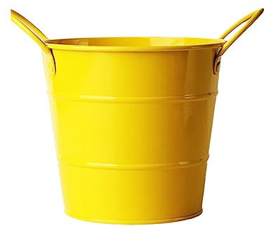 EliteKoopers Yellow Bucket Pen Pencil Cup Pot Holder Makeup Brush Container Desk Organiser for Office Home etc. (1Pcs)