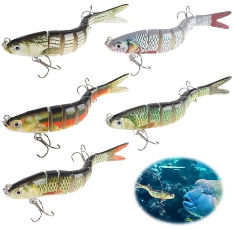 5 Pieza Señuelos de Pesca, Cebos Artificiales, Señuelos Black Bass, Señuelos de Pesca de Agua Dulce de Agua Salada, Cucharillas Pesca Trucha, con Anzuelo para Truchas, Lubina, Salmón