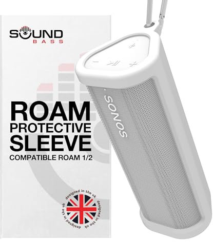 Strapazierfähige Schutz-Silikon-Trageetui für Sonos Roam 2 | Neue weiße Farbe | Jetzt mit Bluetooth-Taste für Roam2 | Schützen Sie Ihren kabellosen Bluetooth-Lautsprecher mit Dieser Hülle/Abdeckung