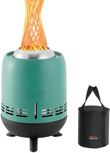Onlyfire Brasero sin Humos con Bolsa de Transporte, Mini Hoguera de Mesa, Chimenea de Leña y Pellets para Camping al Aire Libre Tailgating Patio, Azul