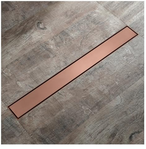 SWHC Canaleta Ducha 60 Cm Equipado con NúCleo Antiolor de Drenaje en Forma de T Drenaje de Piso con Cubierta de Drenaje de Piso Empotrada en Azulejos y Rejilla Removible, Oro Rosa