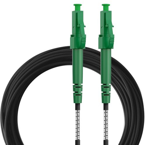 LovYiu Gepanzerte Glasfaserkabel LC APC auf LC APC 20M, LWL Patchkabel Singlemode Simplex 9/125μm FTTH Lichtwellenleiter LSZH, Schwarz, 20 Meter