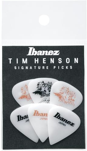 IBANEZ Pick Tim Henson White, Heavy, 6 Stück/Set 3x Pink & 3x Black W6RST Logo