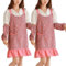 2 Pack Cute Kitchen Apron for Women Cotton Apron with Pockets, Sleeve for Baking Artist Painting Garden Cafe,One Size,Red