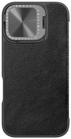 Nillkin Qin Prop Étui de protection en cuir compatible avec Apple iPhone 16 - Étui pour livre avec porte-cartes - Étui pour appareil photo - Noir