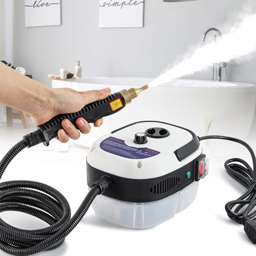Moongiantgo Steam Cleaner, 2500W High Pressure Steam Cleaner, Portable Handheld Steam Cleaner with 1L Water Tank&6 Level Humidity Adjustable for Home Use/Kitchen/Bathroom/Car Detailing (220V, White)