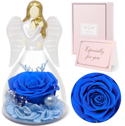 Sunia Muttertagsgeschenke für Mama, Ewige Rose Engel Geschenk für Mama, Ewige Blume Engel Figur, Mama Geschenk Muttertag, Mutter Tochter Geschenk, Geburtstagsgeschenk für Mama, Muttertagsgeschenk