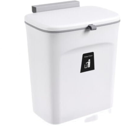 Konfiur Mülleimer Küche mit Deckel 9L, Hängender Biomülleimer, 23.7 * 13 * 29.5cm Windeleimer Geruchsdicht, Abfalleimer Küche, für Küche, Wohnmobil, Schrank