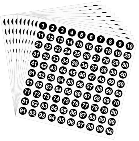 1 à 100 autocollants ronds numérotés, 10 feuilles d'étiquettes consécutives, autocollants de 1 cm, petits autocollants numérotés pour bureau, maison, cuisine, salle de classe