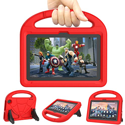Kids Case for New Tablet 7 inch 2024 Release, Shockproof Handle Stand Kids Cover - Red