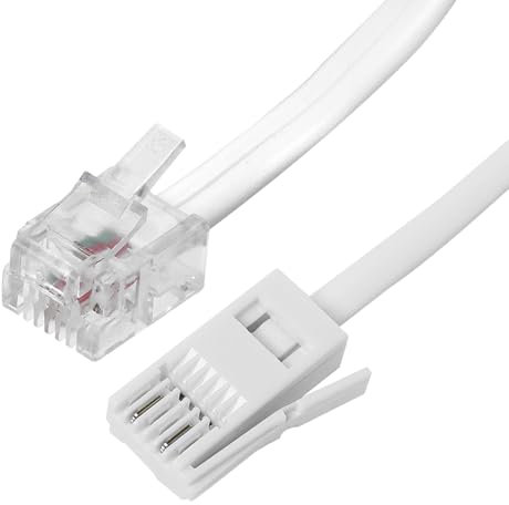 ltteea 3M BT Telephone to RJ11 Cable Phone Cable for Landline BT Plug to ADSL Modem Male 2 Pin Wire 6P2C Extension Lead for UK Landline Modem Fax Dial-Up, White