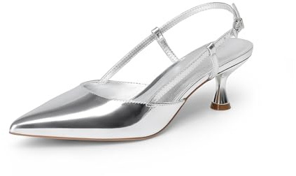DREAM PAIRS Damen-Pumps mit geschlossener Zehenpartie,Size 38,Silber,DWUMPU2508