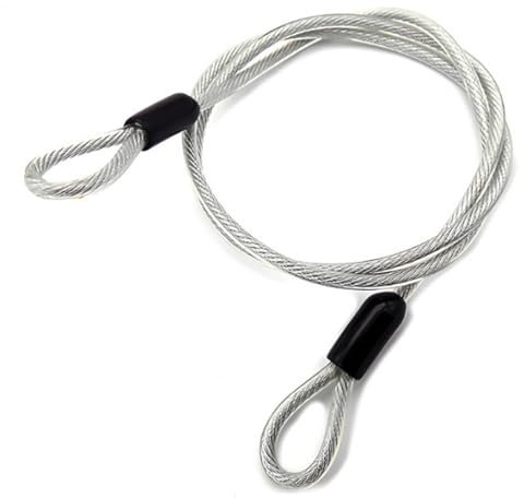 Wjelet Cable de acero con ojales, 1,5 m x 5 mm de diámetro, cable de acero inoxidable, con ojales, revestimiento duradero, para antirrobo, muebles de jardín, bicicletas, muebles de terraza