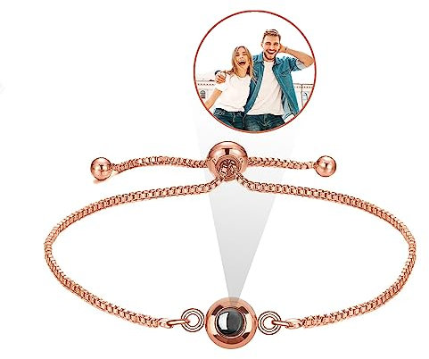 Easycosy Personalisiertes Projektions Armband mit Foto und Bild im Stein - maßgeschneidertes Fotoarmband damen als personalisierte Weinachtsgeschenke für Frauen Mama Oma Schwester beste Freundin
