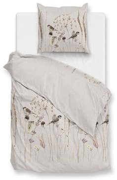 Zo!Home Cotton Bettwäsche 135x200 Terassaco beige Gräser Halme Ähren Vögel