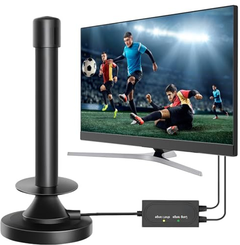 Vtizikl TV Aerial - Indoor TV Aerials with Signal Booster, Freeview Indoor TV Aerial 360 degree Range Reception, Aerial for Smart TV for 4K/1080P, Strong Magnetic Base, Compatible with All TVs