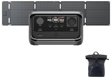 EcoFlow Staion électrique Portable River 3 Plus avec Panneau Solaire 60 W, Batterie LFP 286 Wh, Sortie 1200 W, autonomie 16 Heures pour appareils <100 W, générateur Solaire pour extérieur, Camping,