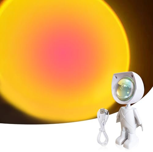AMFUN Lampe Projecteur Coucher de Sunset en Forme d'astronaute, Lampe Coucher de Soleil avec USB, Rotation à 360° Sunset Lamp, pour pour Arrière-plan de Photographie, Chambre, Fête
