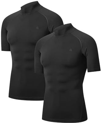 DANISH ENDURANCE Kompressions Shirt Herren, Kurzarm, Atmungsaktiv, 2er Pack | Funktionsshirt, Rashguard, Schnelltrocknend & Atmungsaktiv mit Muskelkompression für Training, Laufen & Fitnessstudio