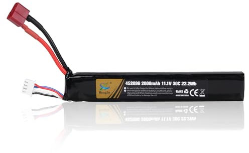 11,1 V 2000 mAh 30 C 3S LiPo-Akku mit Deans-T Anschluss für Airsoft-Spielzeuge M4, M110, AK47, L85, MP5, Scar, M249, AUG, AEG, MP5K, M60, RPK, PKM, Modell-Airsoft-Gewehr
