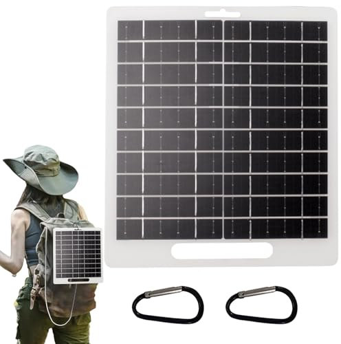 Panneau Solaire - Panneau Solaire avec Ports USB et DC | Équipement de Survie Monocristallin 10W 5-12V avec pour Randonnée, Trekking, Alpinisme et Camping-Car
