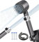 Duschkopf mit Filter, Hochdruck Handbrause mit Schlauch, 4 Strahlarten Duschkopf Wassersparend mit Filtration, shower head für Hartes Wasser,Rest-Chlor,Bakterien, Schwermetall, Grau