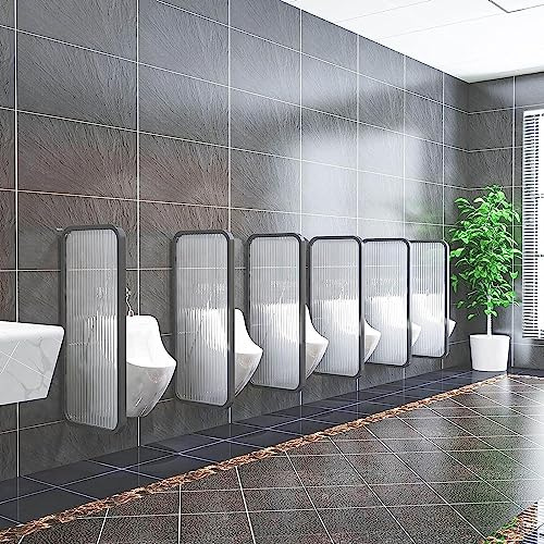 Modern Wall Urinal Partition Cast Iron Frame with Frosted Glass Panel Ideal for Public Restrooms Stylish for Urinals