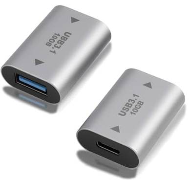 Tuwonwa 2 PCS USB A Female to USB C Female Adapter 3.1, 10Gbps High-Speed Data Transfer and 3A Fast Charging Converter, Aluminum Alloy Portable USB Adapter Compatible with Laptop, PC, Phone, Tablet