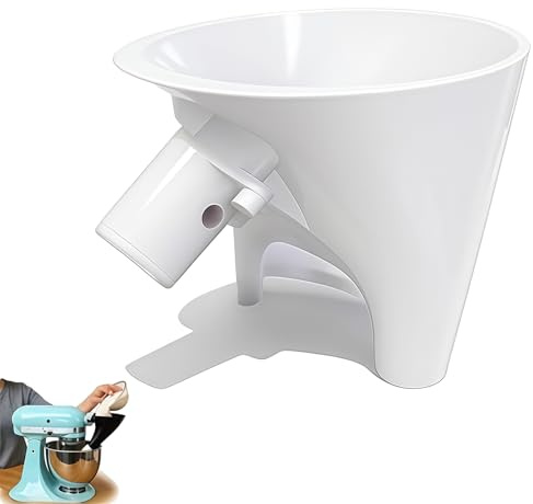 BelleFlair Stand Mixer Pouring Shield for Kitchenaid, Tilt Head Mixer Attachment, Fits for Kitchenaid 4,3L-4,8L Bowls, Anti-Splash Funnel and Splatter Guard, Baking Tool Accessories (White)