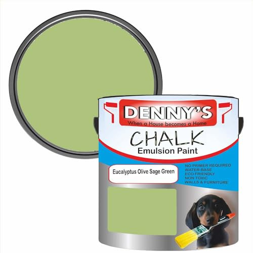 Premium Interior Wall & Furniture Chalk Paint – Eucalyptus Olive Sage Green – Rich Matt Finish, Durable & Washable, Low Odour, Ideal for Living Rooms, Bedrooms & Hallways (500ML Tin)
