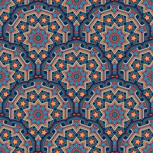 Yangpanel Farbenfrohe Zahnräder Abziehbare Tapete Lila Gelb & Blau Geometrischer Kreis-Muster Selbstklebend Entfernbar Vinyl-Verkleidung für Wohnzimmer Schlafzimmer DIY-Möbeldeko 44,5x500cm