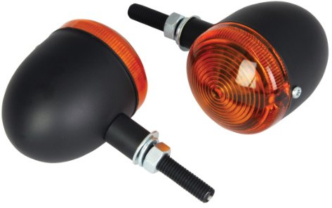 Motorcycle Short Stem Bullet Indicators With Black Body And Amber Lens