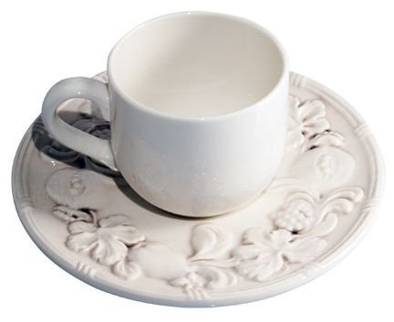 Tiffani Boutique Tazze da Caffè' Melograno in Ceramica Bianca Antico