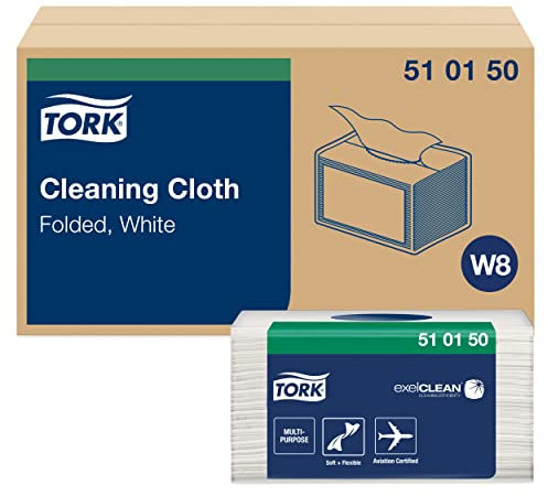 Tork 510150 Reinigungstücher für W8 Small Pack System / 1-lagige Putztücher in Weiß / Weich, flexibel & strapazierfähig / Premium Qualität / 1 x 440 Tücher / 32 x 38,5 cm (B x L)