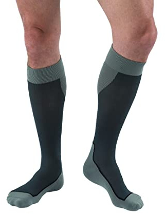 JOBST - 7528912 Sport Knee High 15-20 mmHg Compression Socks, Black/Grey, Large