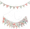 G2PLUS Floral Bunting Banner, 10.8 Feet Vintage Cloth Shabby Chic Cotton Garlands, 12PCS Double Sided Fabric Triangle Pennants for Vintage Themed Wedding Afternoon Tea Garden Party